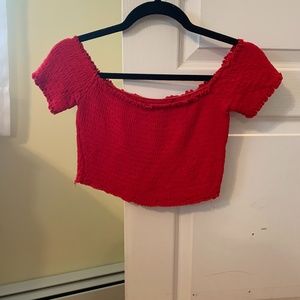 Red Off The Shoulder Crop Top
